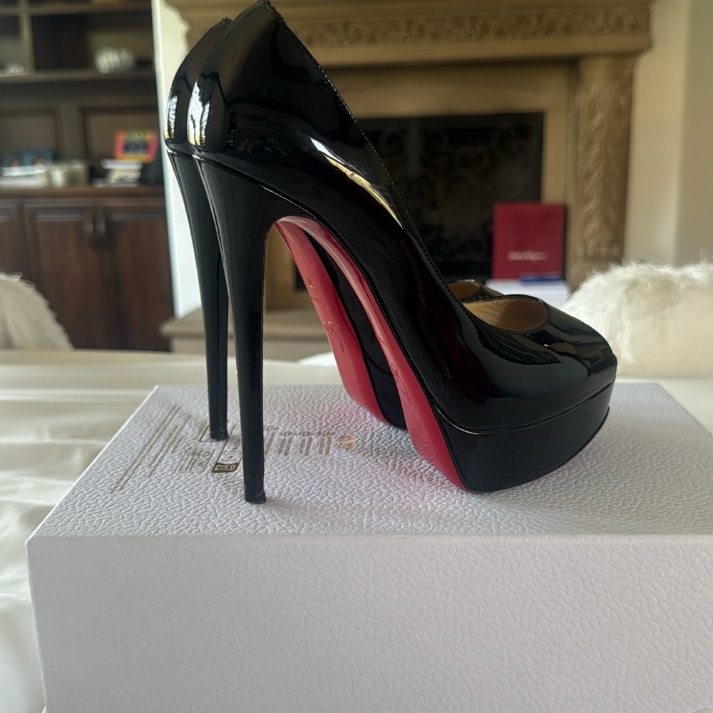 Christian Louboutin Black Red Patent Leather Heels